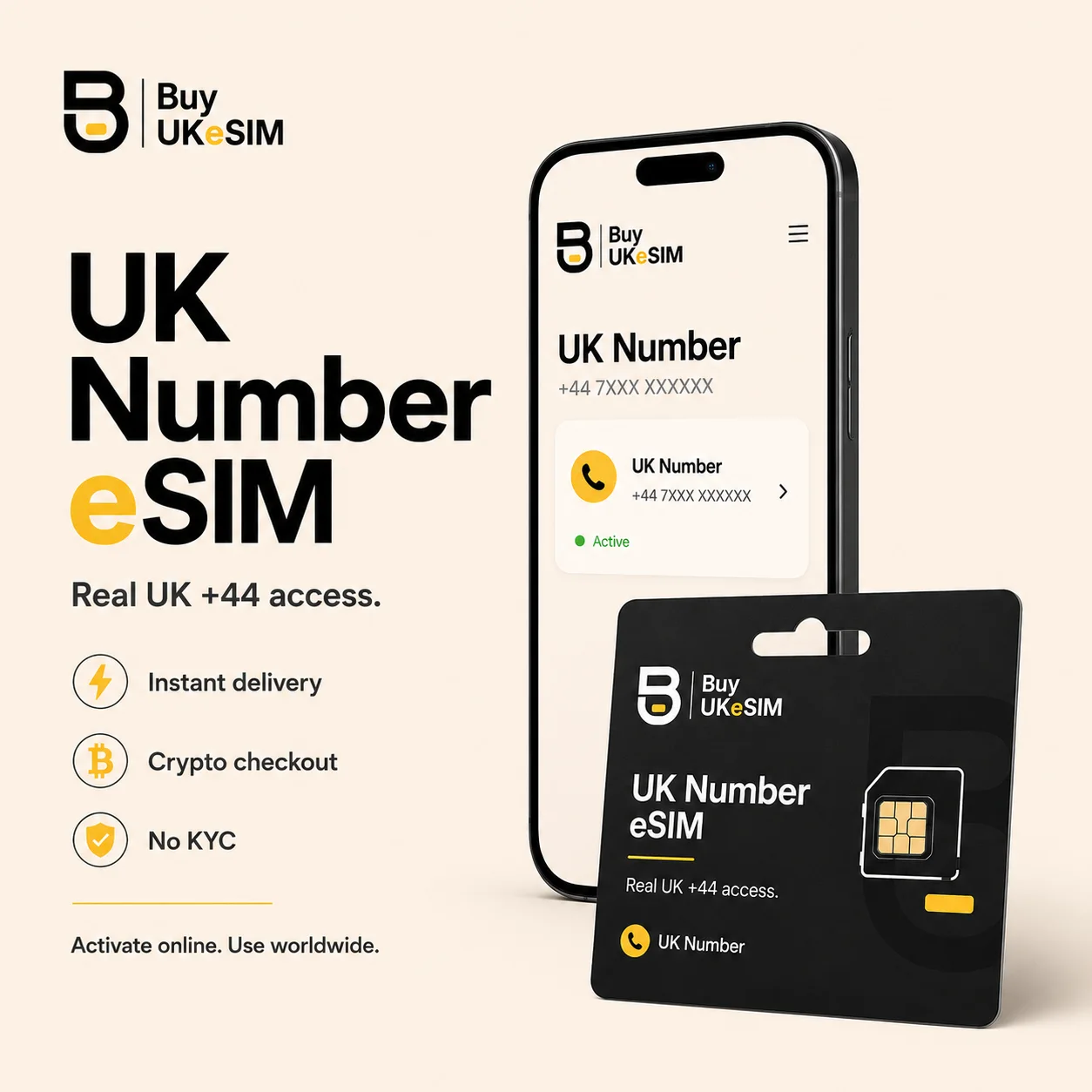 UK +44 Number eSIM image