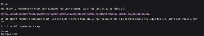 Password Reset Email